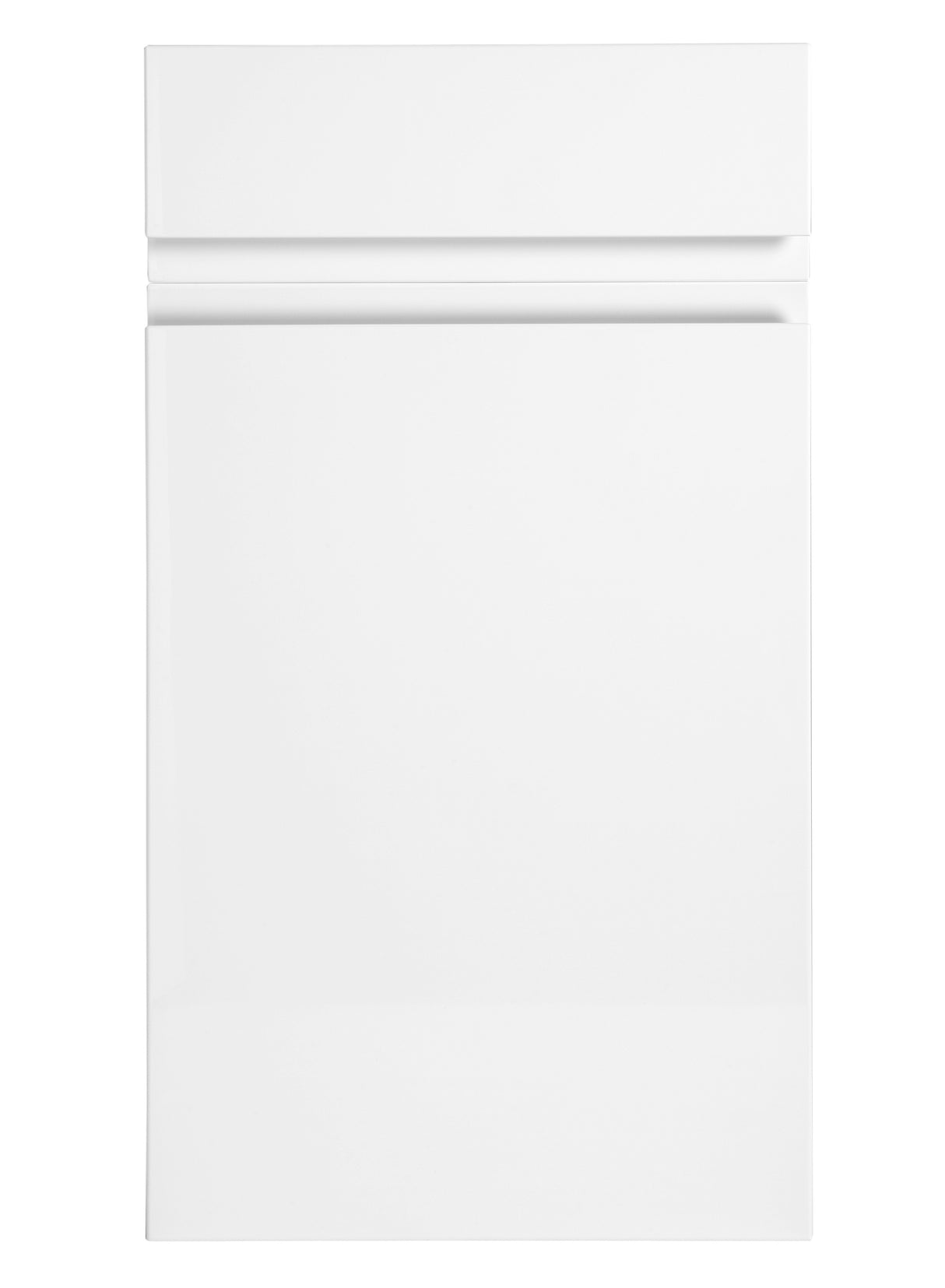 Larissa Handle Less White Gloss J Pull- Replacement Kitchen Drawer Front (140mm High)