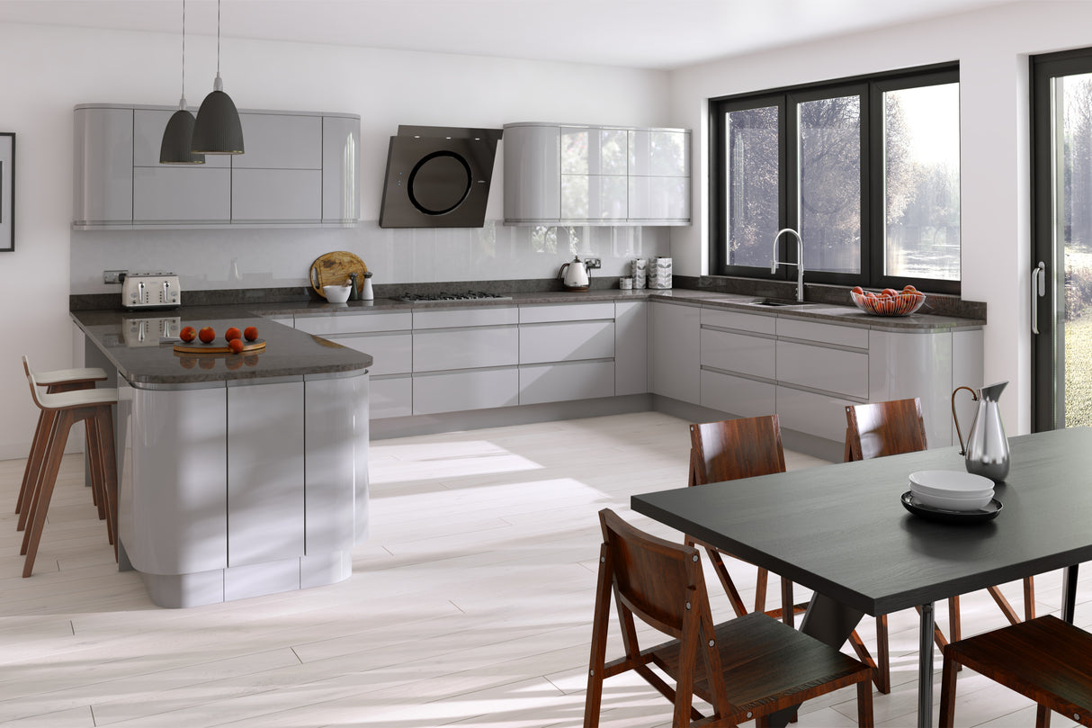 Larissa Handle Less Dove Grey Gloss J Pull- Replacement Kitchen Door/Drawer Front (283mm High)