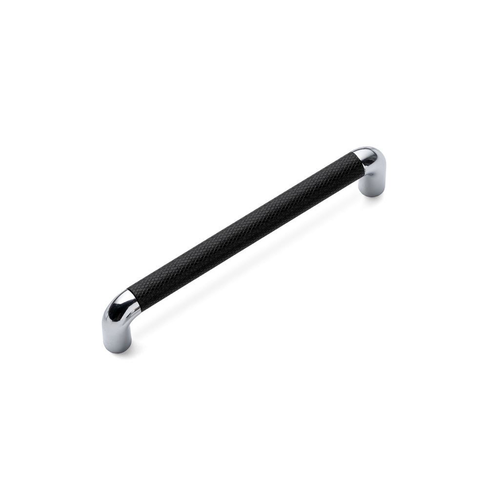 LANY KNURLED D Handle Kitchen/Bedroom Door Handle Black / Chrome (Various Sizes)