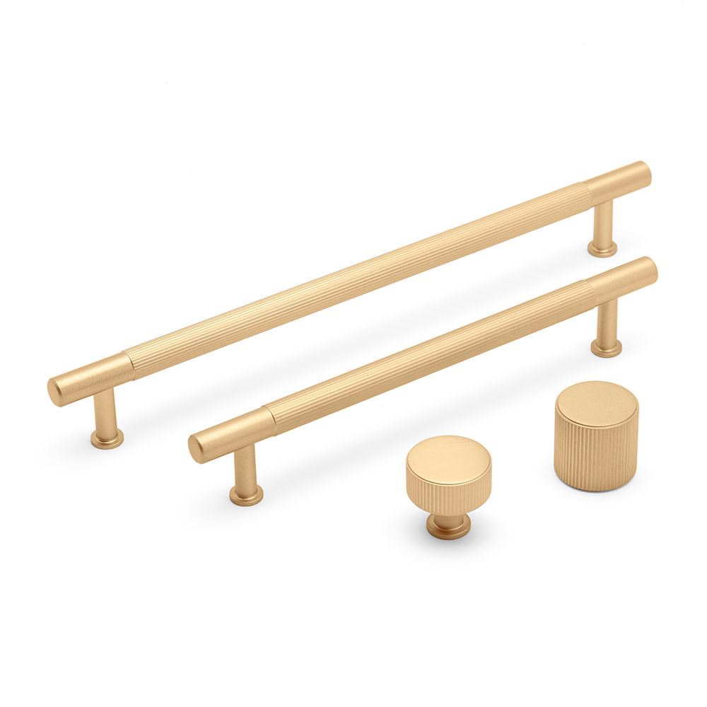 LINEA T Bar Handle Kitchen/Bedroom Door Handle Satin Brass (Various Sizes)