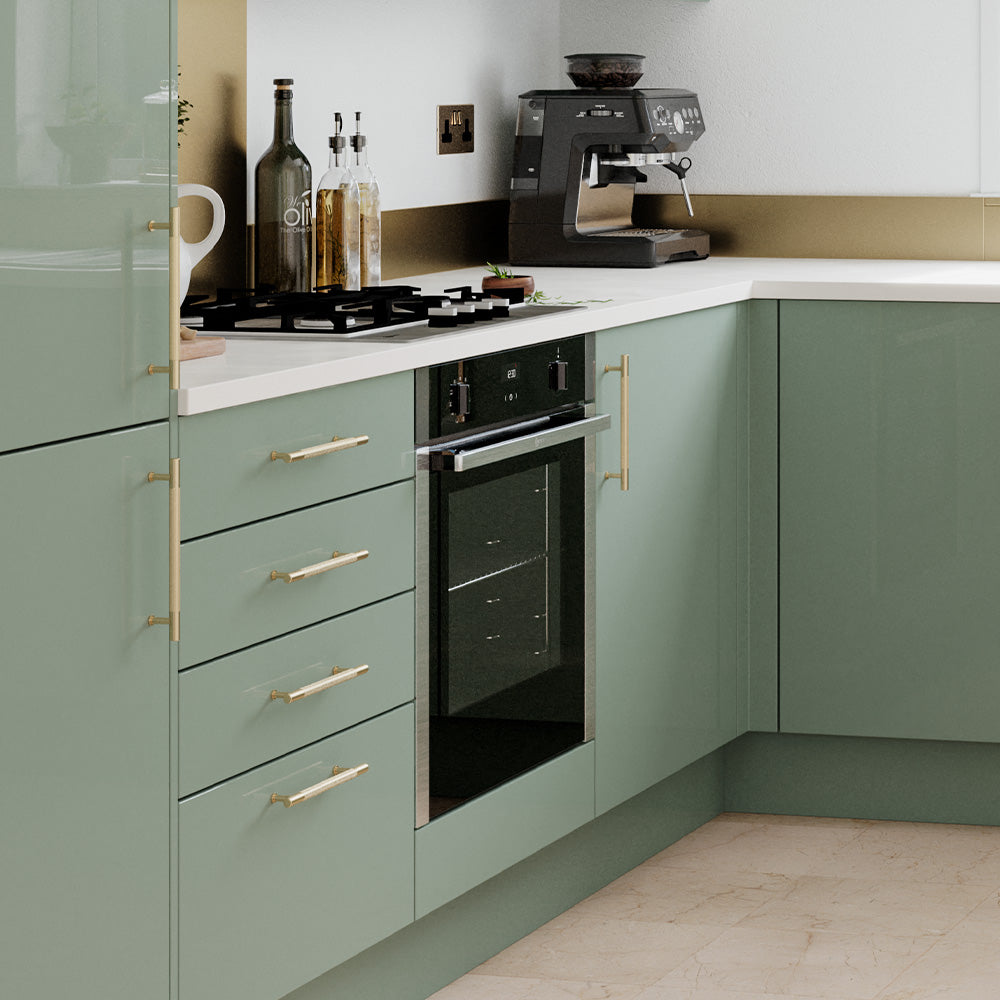 LINEA T Bar Handle Kitchen/Bedroom Door Handle Satin Brass (Various Sizes)