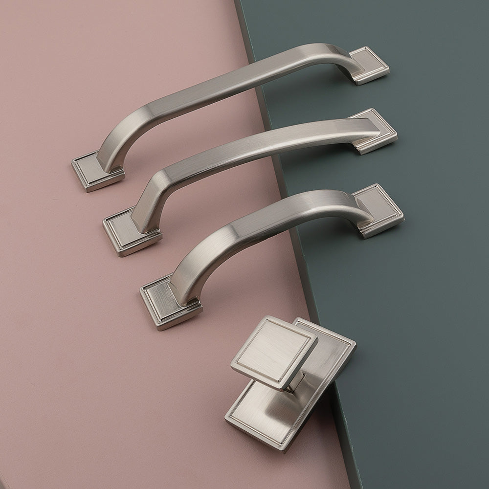 WINDSOR Square Knob Kitchen/Bedroom Door Handle Brushed Nickel