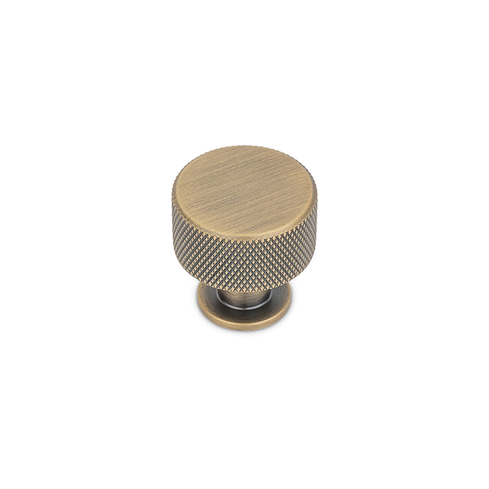 FENDER KNURLED Round Post Knob Kitchen/Bedroom Door Handle Antique Brass