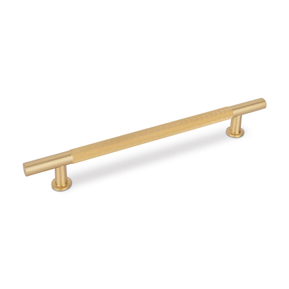 FENDER KNURLED T Bar Handle Kitchen/Bedroom Door Handle Satin Brass (Various Sizes)