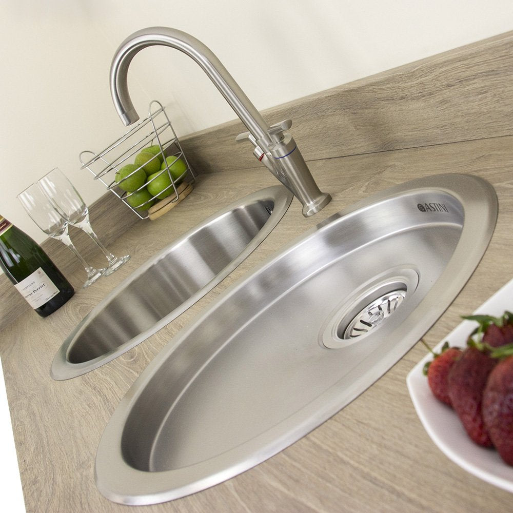 Astini Supra 1.0 Bowl Brushed Stainless Steel Kitchen Sink, Drainer & Waste