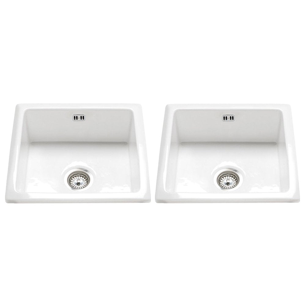 Astini Hampton 200 2.0 Bowl White Ceramic Undermount Kitchen Sink with Waste