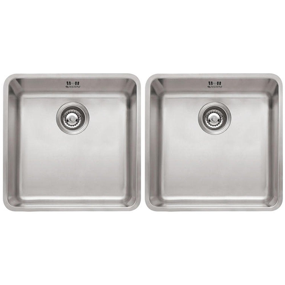 Astini Serena 2.0 Bowl Stainless Steel Undermount Kitchen Sink & Waste 4040+4040