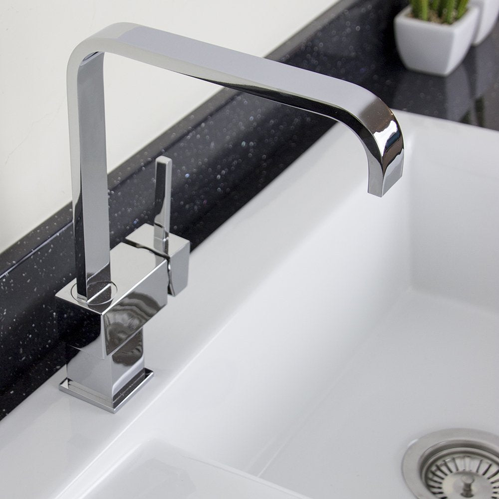 Astini Desire 100 1.0 Bowl Gloss White Ceramic Kitchen Sink, Waste & 5E Tap