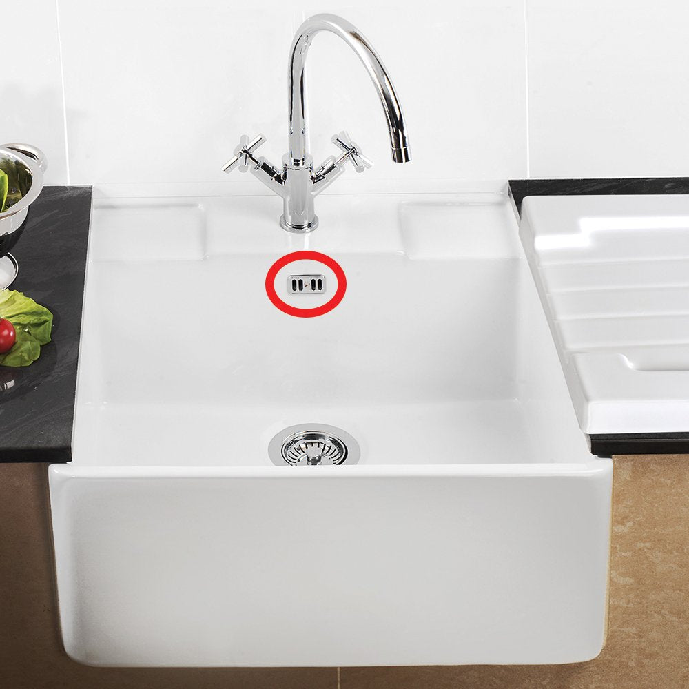 Astini, RAK, Rangemaster, Caple Square Ceramic Sink Overflow Cover Plate Collection