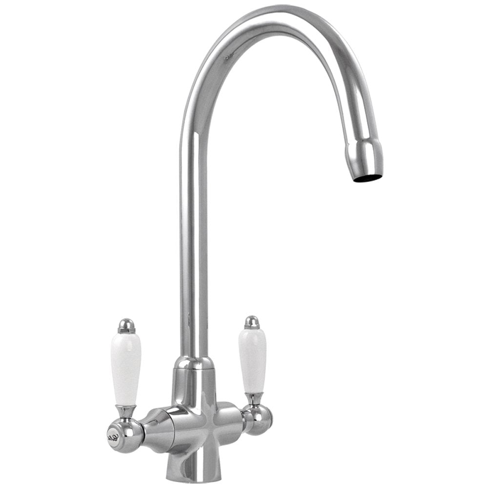 Astini Desire 100 1 Bowl White Ceramic Kitchen Sink with Waste & Colonial Tap