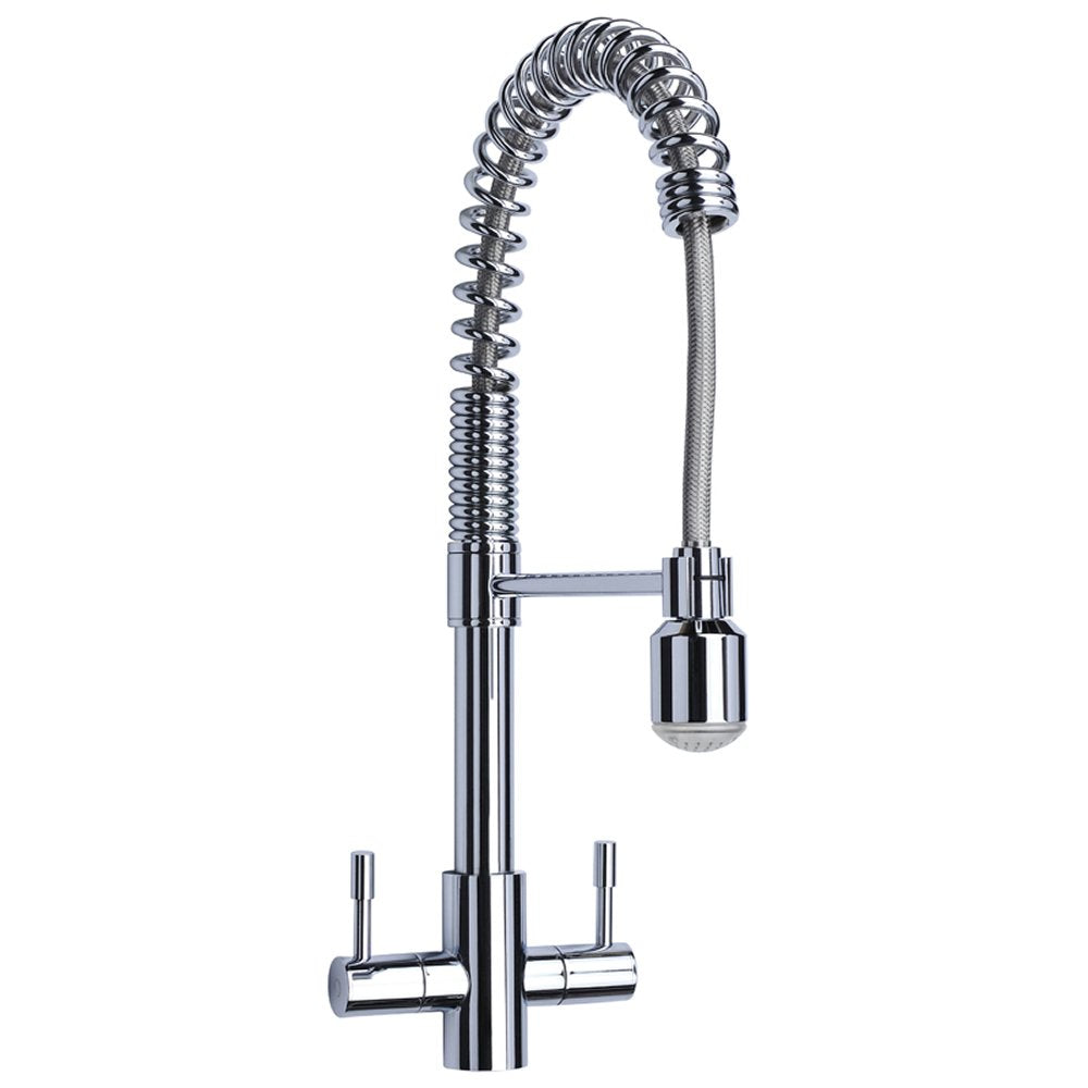Astini Groove Chrome Twin Lever Pullout Spout Kitchen Sink Mixer Tap AST173