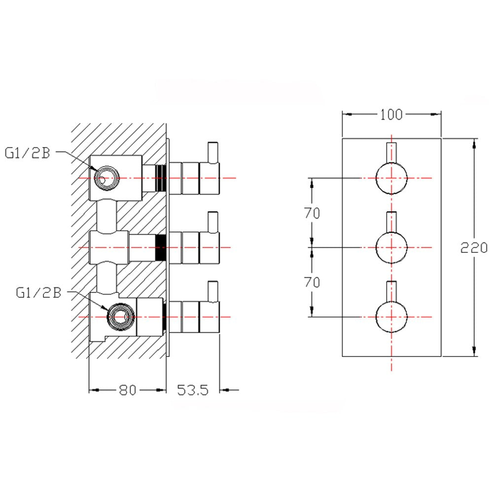 Astini Esprit Thermostatic Concealed 3 Way Shower Mixer Valve