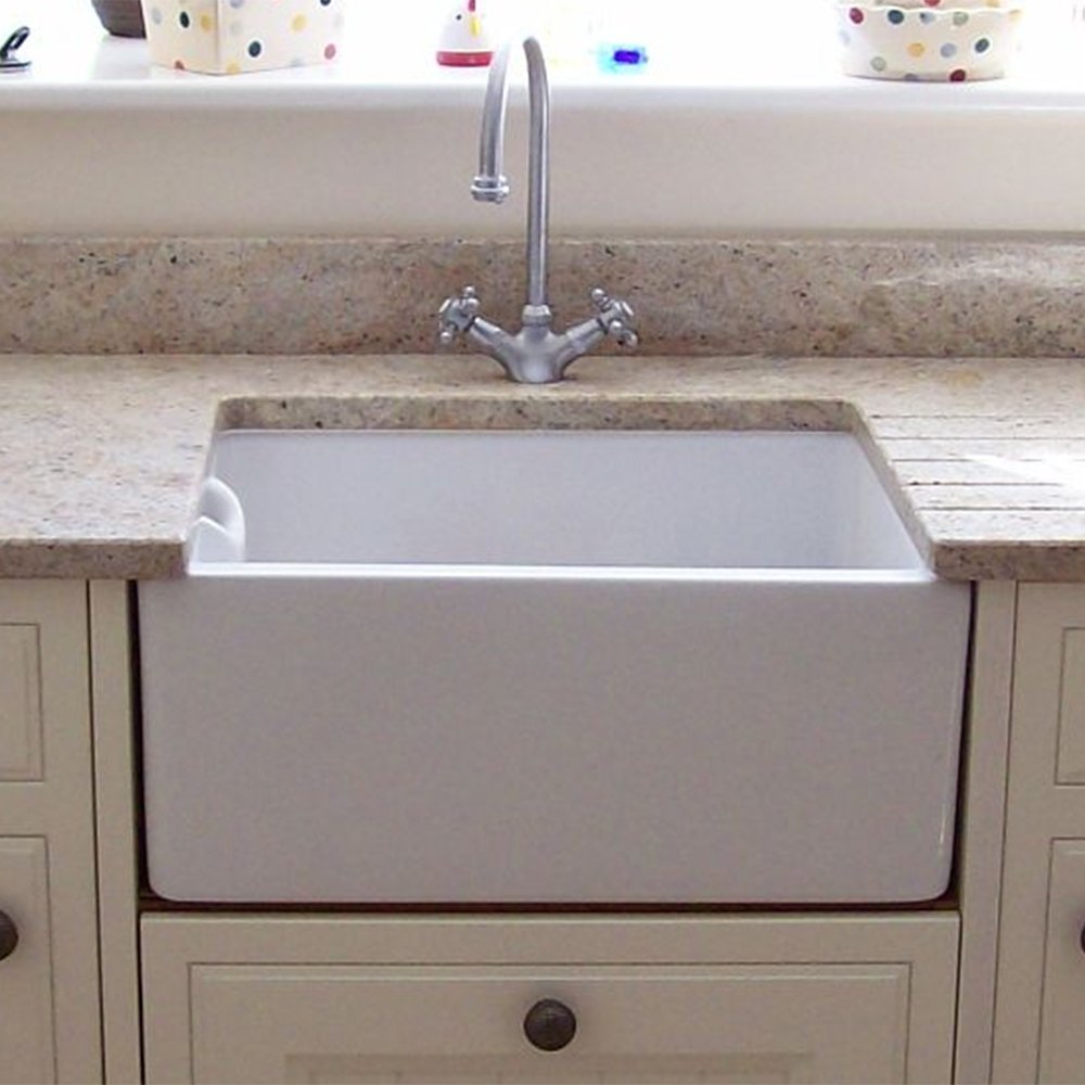 Astini Belfast 100 1.0 Bowl White Ceramic Kitchen Sink with Plug Waste