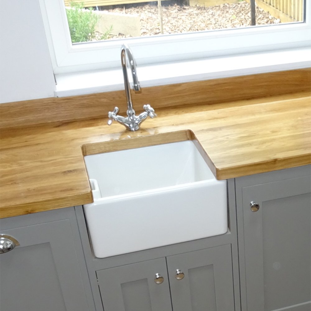 Astini Belfast 100 1.0 Bowl White Ceramic Kitchen Sink with Plug Waste