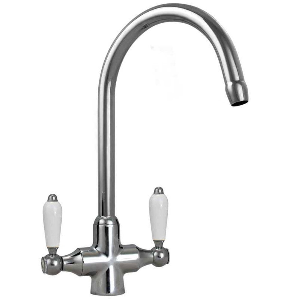 Astini Belfast 600 1.0 Bowl Gloss White Ceramic Butler Kitchen Sink, Waste & Tap