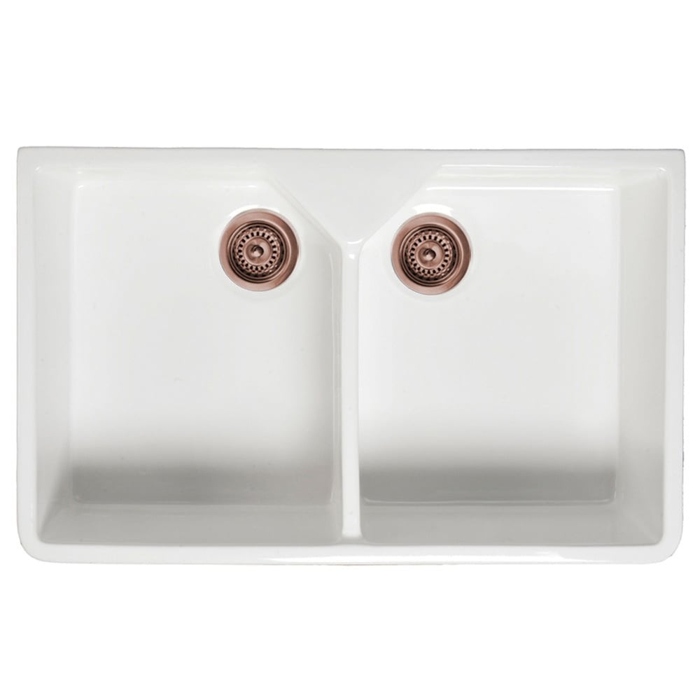 Astini Belfast 800 2.0 Bowl White Ceramic Kitchen Sink with Waste Collection