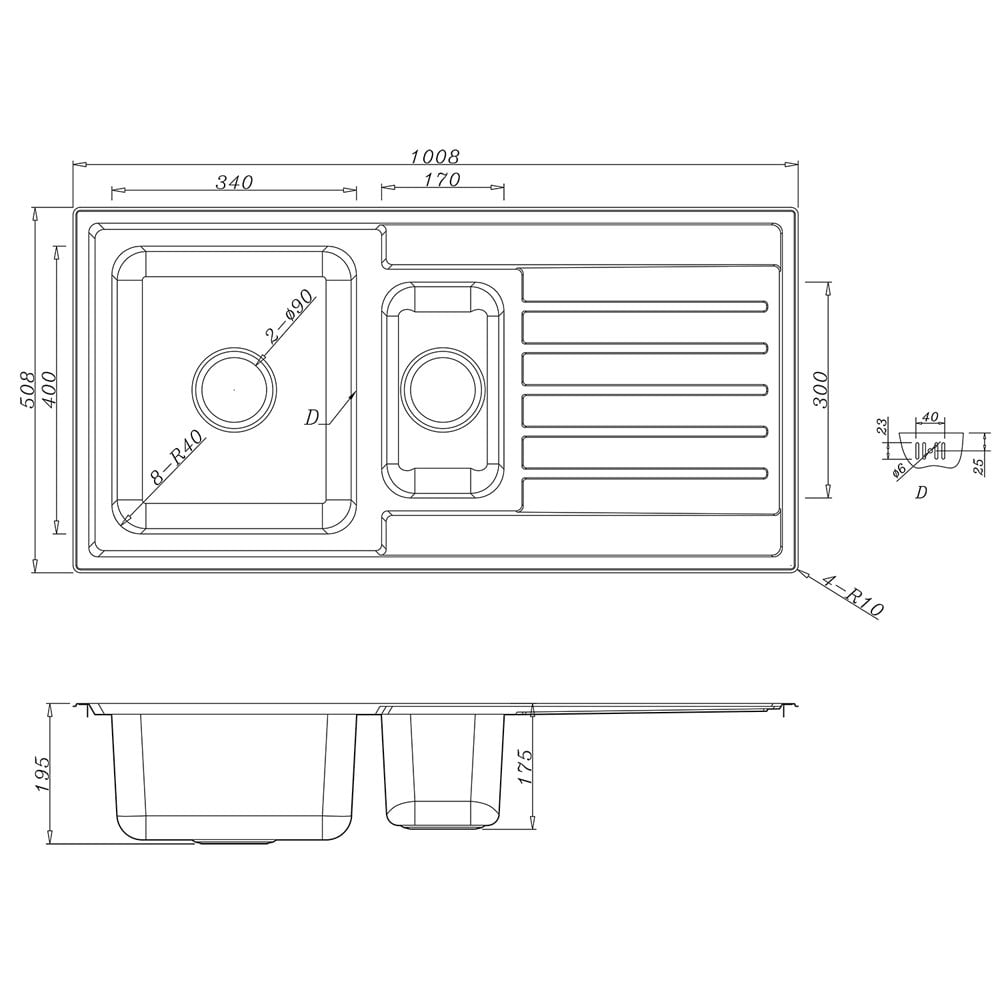 Astini Vicenza 1.5 Bowl Brushed Stainless Steel Kitchen Sink & Waste AS5360