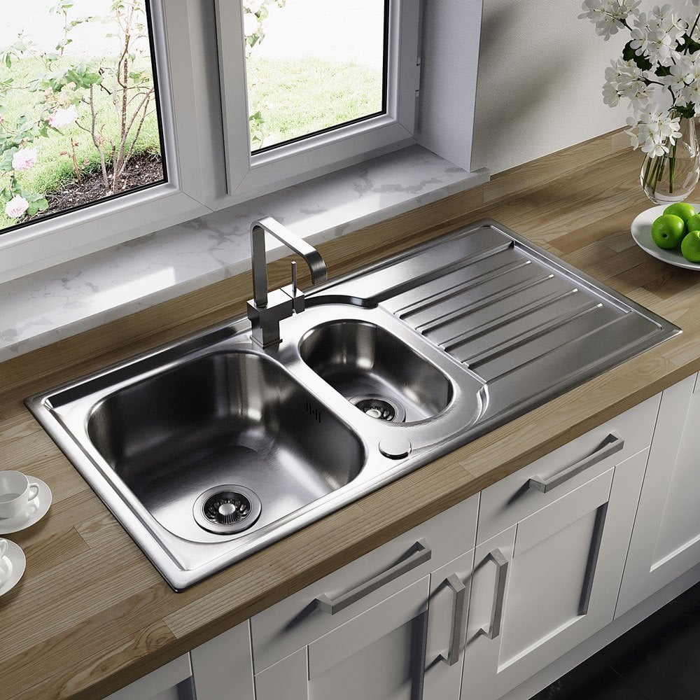 Astini Cagliari 1.5 Bowl Brushed Stainless Steel Kitchen Sink & Waste