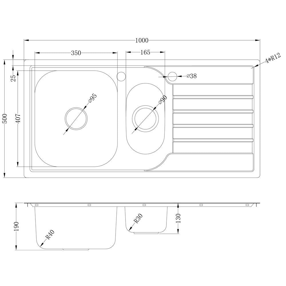Astini Cagliari 1.5 Bowl Brushed Stainless Steel Kitchen Sink & Waste