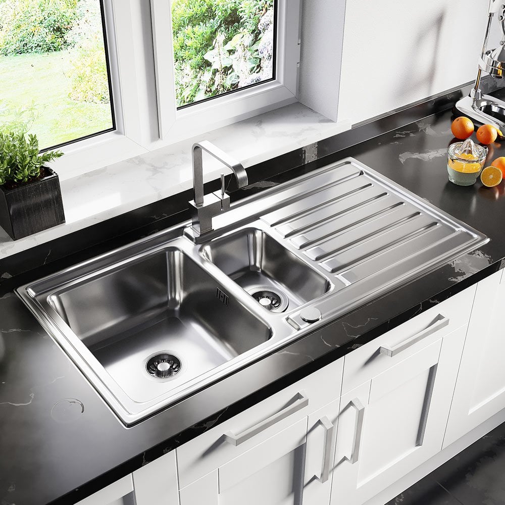 Astini Vicenza 1.5 Bowl Brushed Stainless Steel Kitchen Sink & Waste AS5360