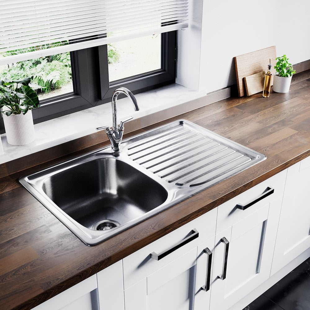 Astini Velia 1.0 Bowl Brushed Stainless Steel Kitchen Sink & Saturn B6008BS Tap