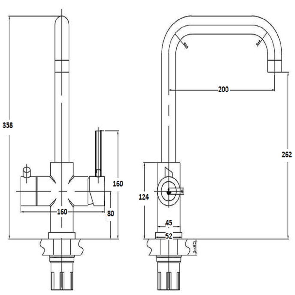 Astini Bollitore² 3in1 Polished Gold Boiling Hot Water Kitchen Tap & Tank Kit