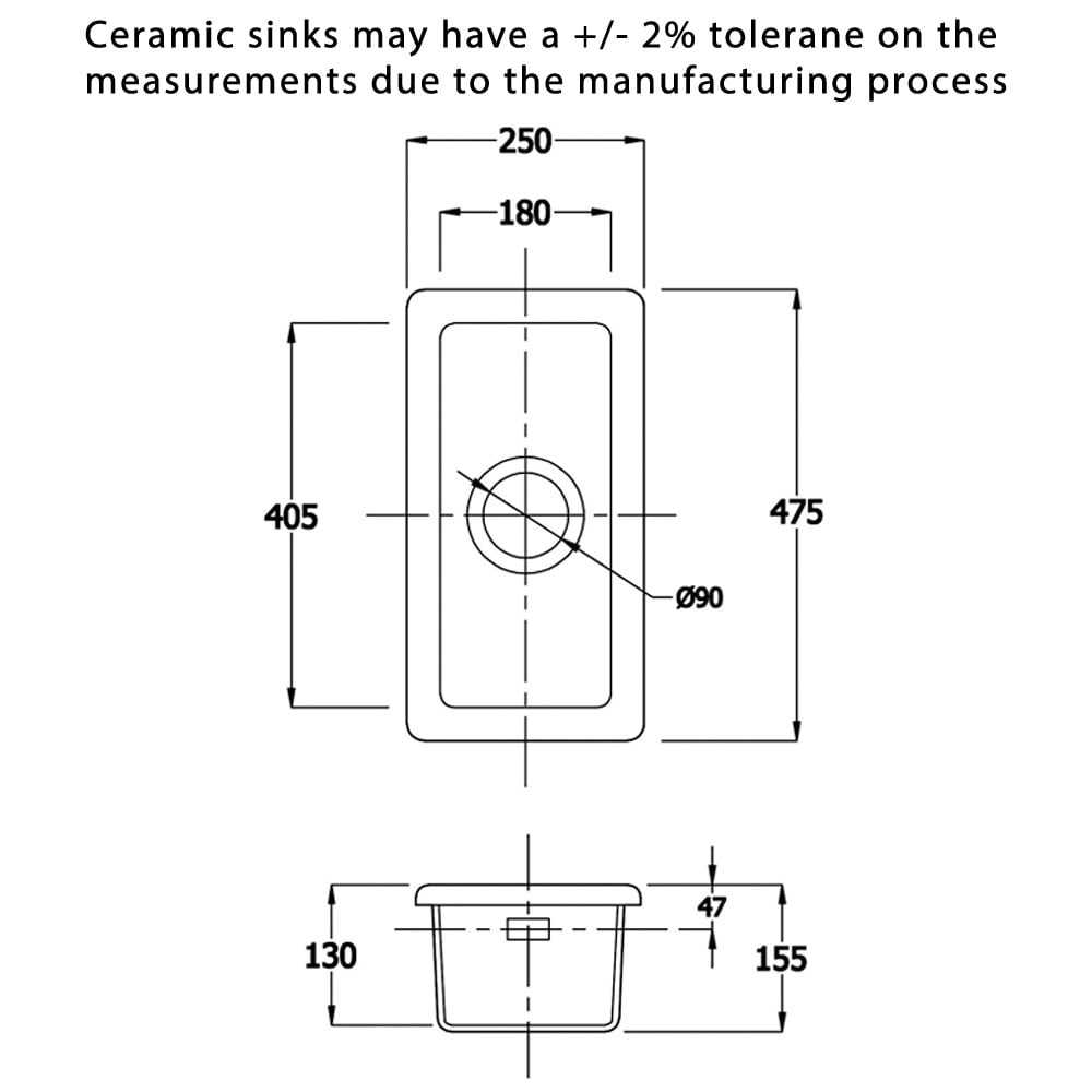 Astini Hampton 150 1.5 Bowl White Ceramic Undermount Kitchen Sink with Waste