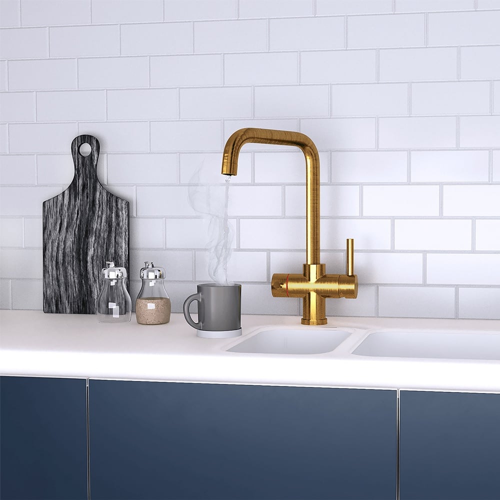 Astini Bollitore² 3in1 Polished Gold Boiling Hot Water Kitchen Tap & Tank Kit