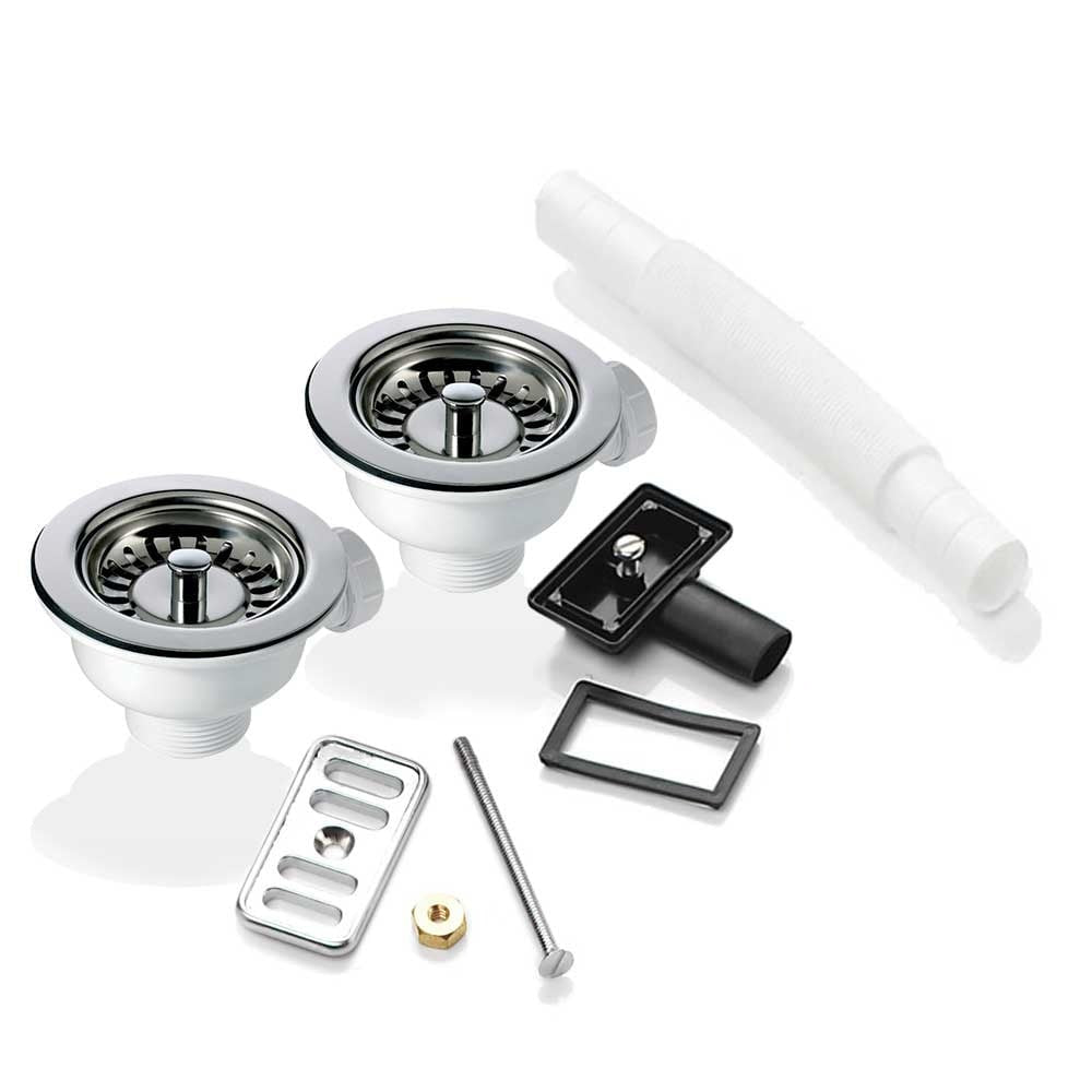 2x 90mm Waste and Overflow Kit for Astini, RAK, Rangemaster Ceramic Sinks