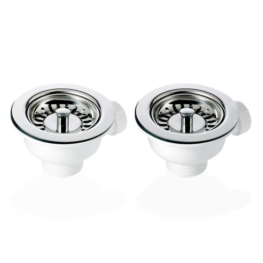 2x 90mm Basket Strainer Waste for Astini, RAK, Rangemaster Ceramic Sink