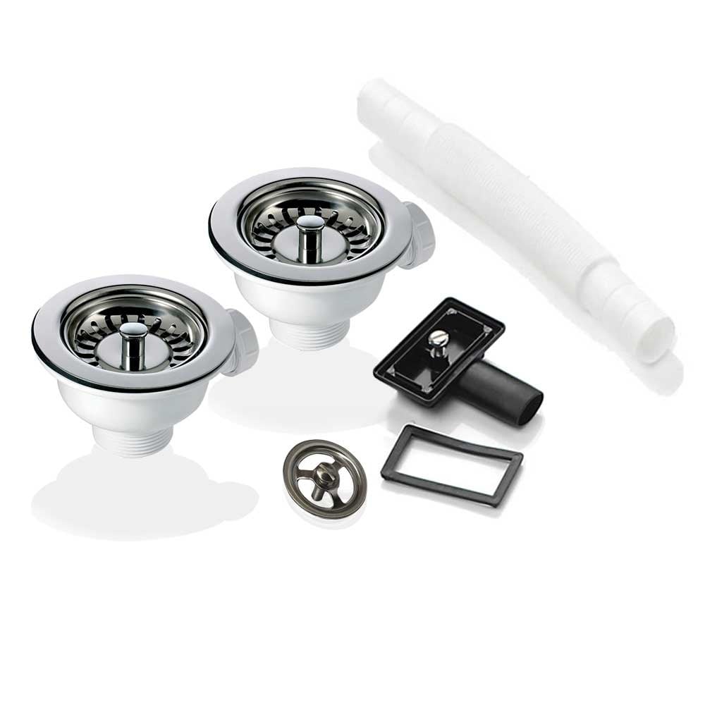 2x 90mm Strainer Waste & Overflow for Astini, RAK, Rangemaster Ceramic Sink