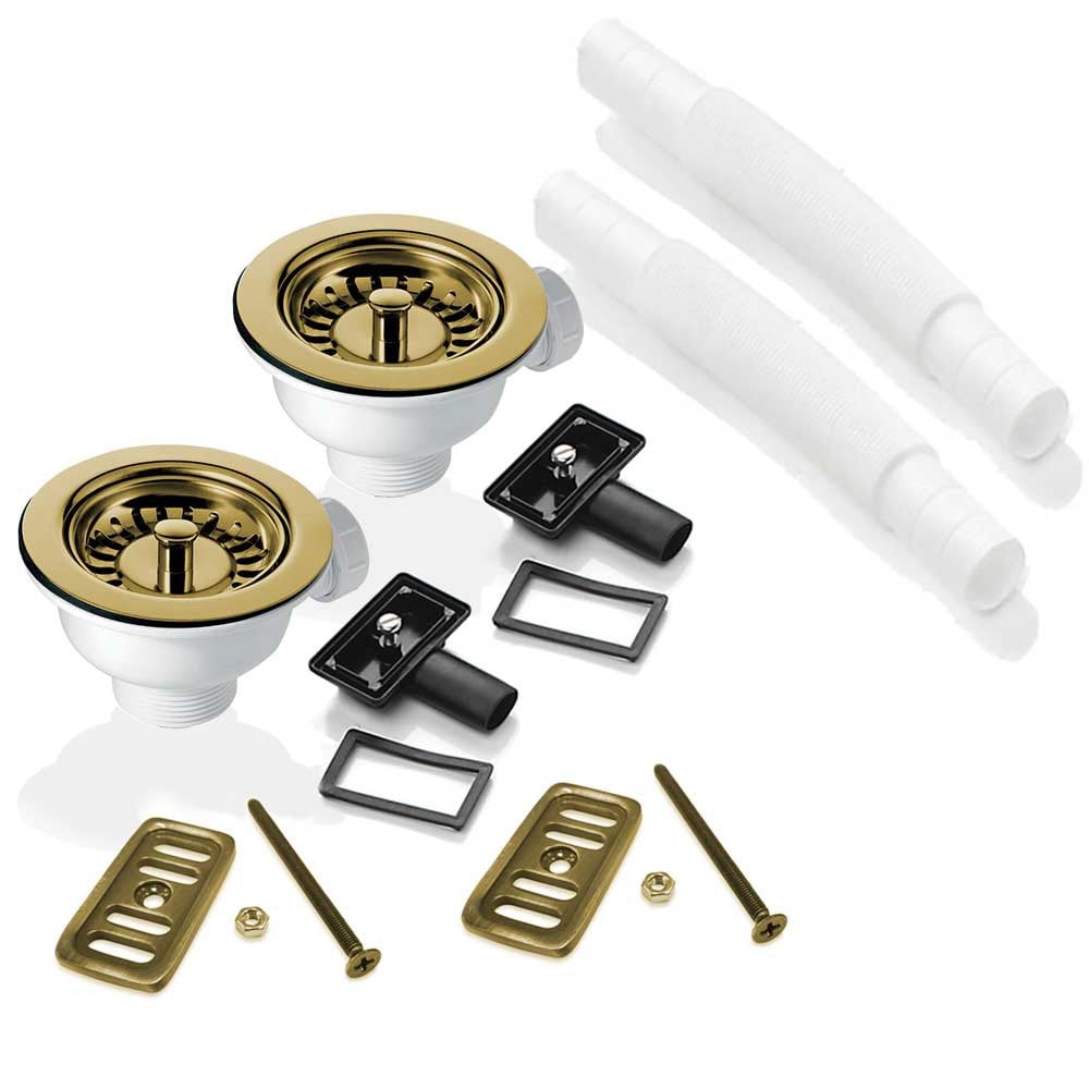 2x 90mm Strainer Waste and Overflow Set for Astini RAK Rangemaster Ceramic Sink