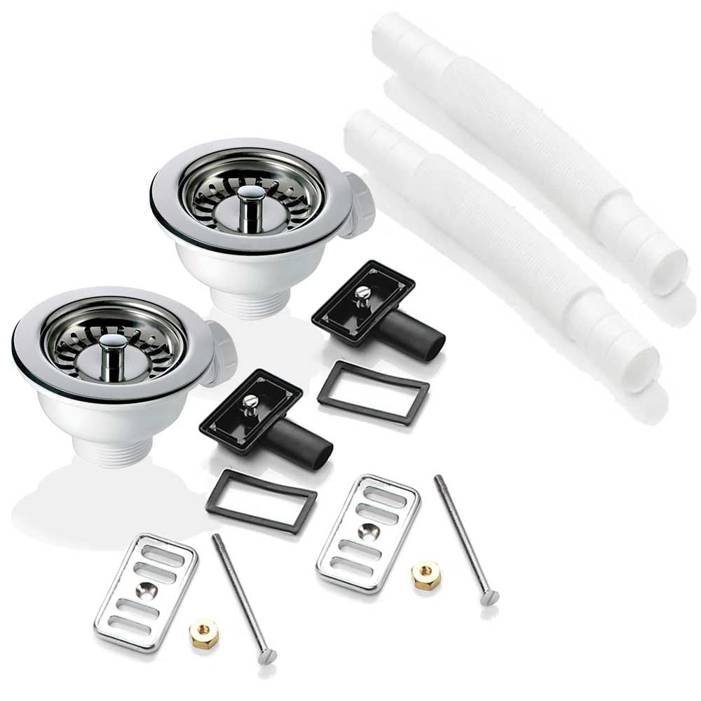 2x 90mm Strainer Waste and Overflow Set for Astini RAK Rangemaster Ceramic Sink