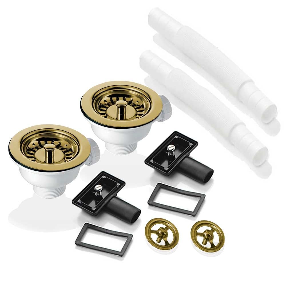 2x 90mm Waste and Round Overflow Set for Astini RAK Rangemaster Ceramic Sink