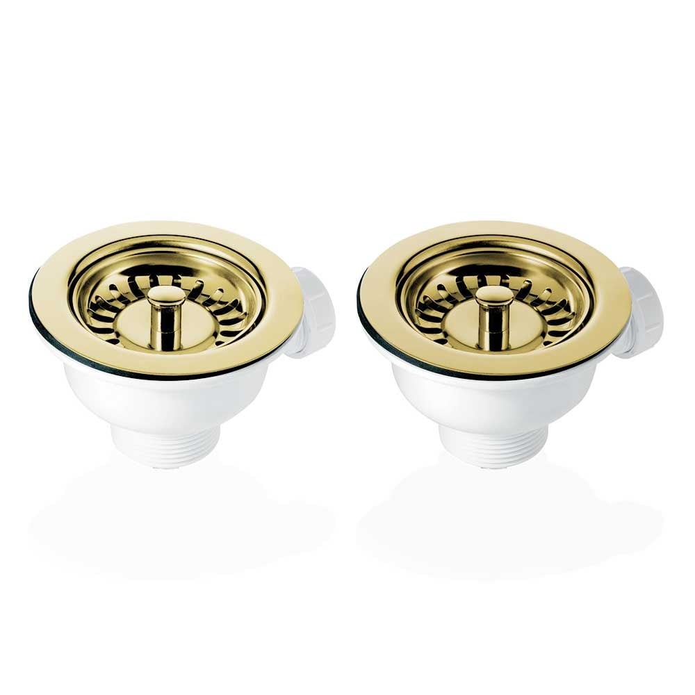 2x 90mm Basket Strainer Waste for Astini, RAK, Rangemaster Ceramic Sink