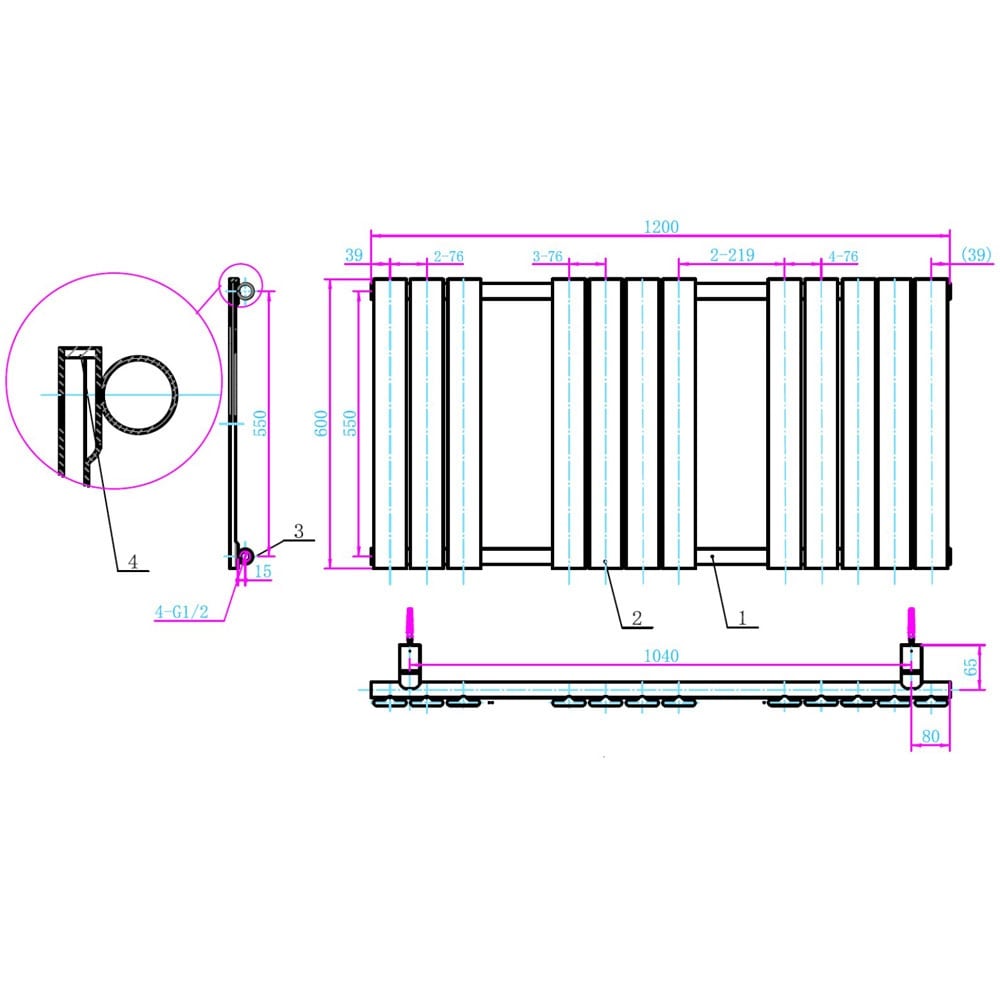 Astini Queenstown 1200x600mm Chrome 500W Designer Heated Towel Rail TIS2077