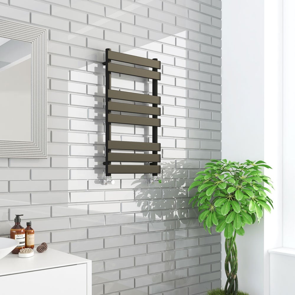 Astini Queenstown 800x450mm Orca Black 350W Designer Heated Towel Rail TIS2132