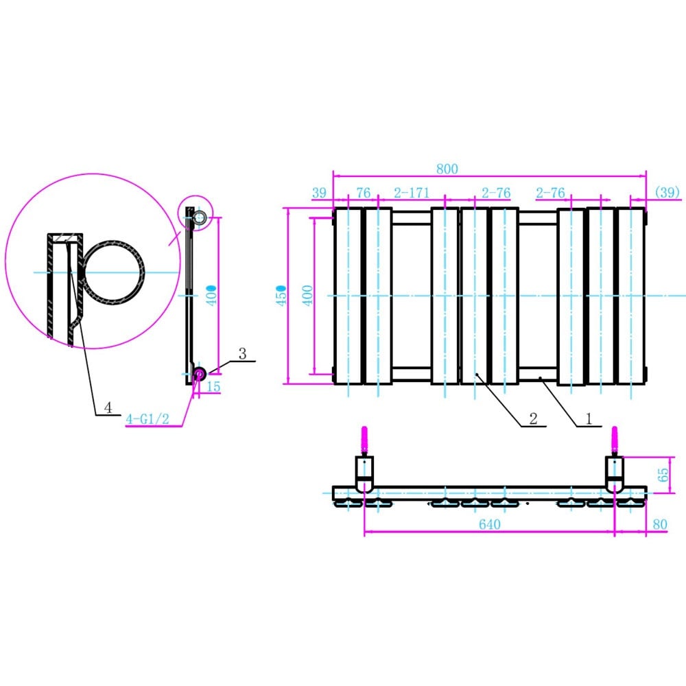 Astini Queenstown 800x450mm Orca Black 350W Designer Heated Towel Rail TIS2132