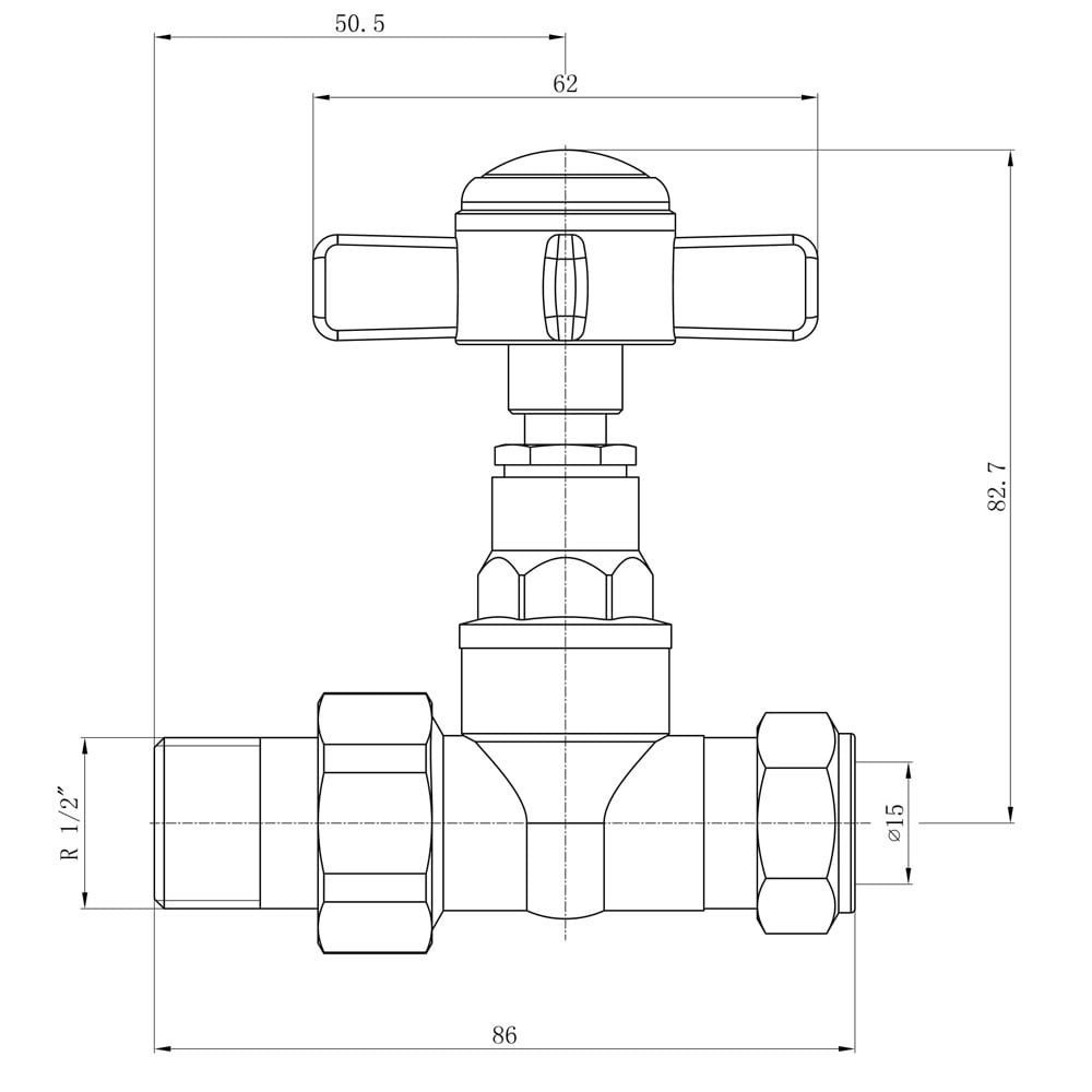 Astini Traditional Chrome Cross Head Straight Radiator Valves TIS0048