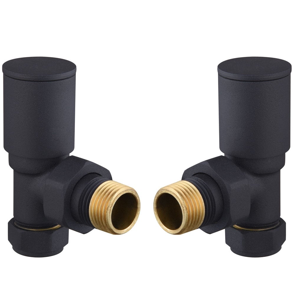 Astini Modern Anthracite Angled Towel Rail Valves TIS0166