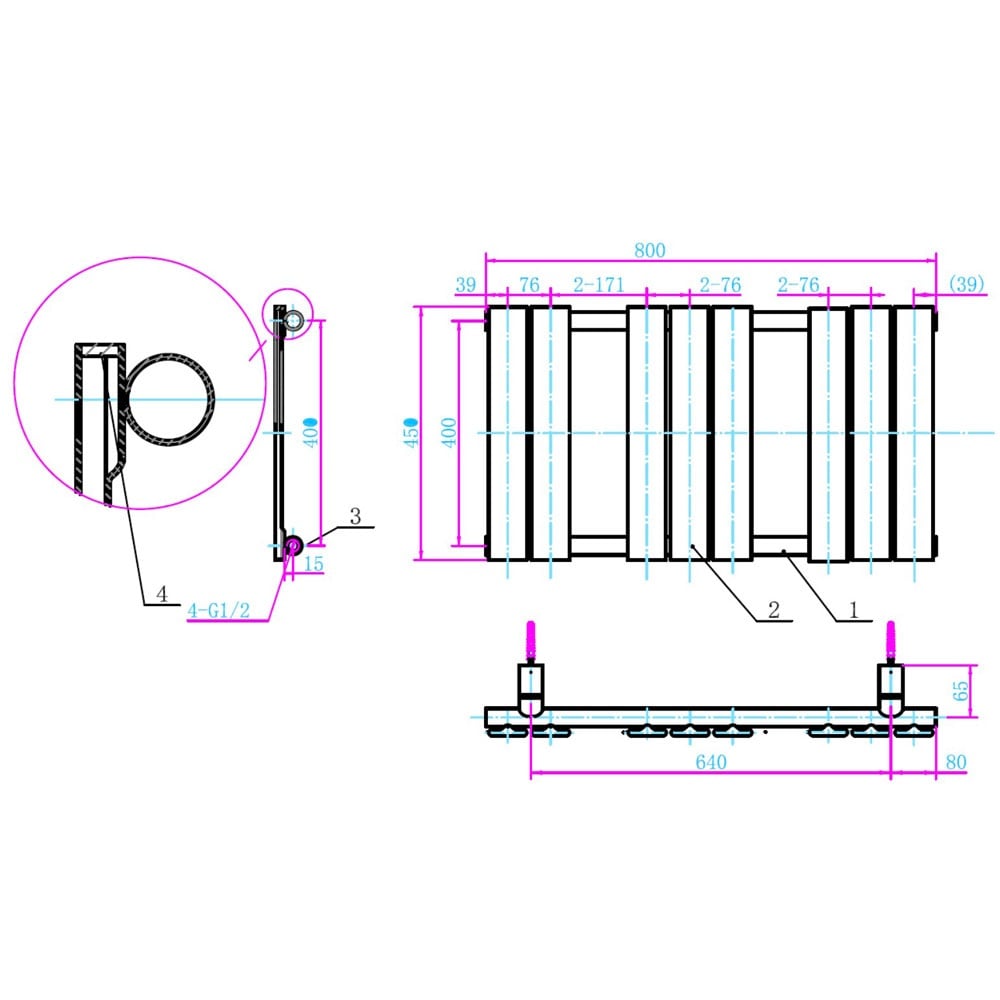 Astini Queenstown 800x450mm White 350W Designer Radiator Heated Towel Rail TIS2080