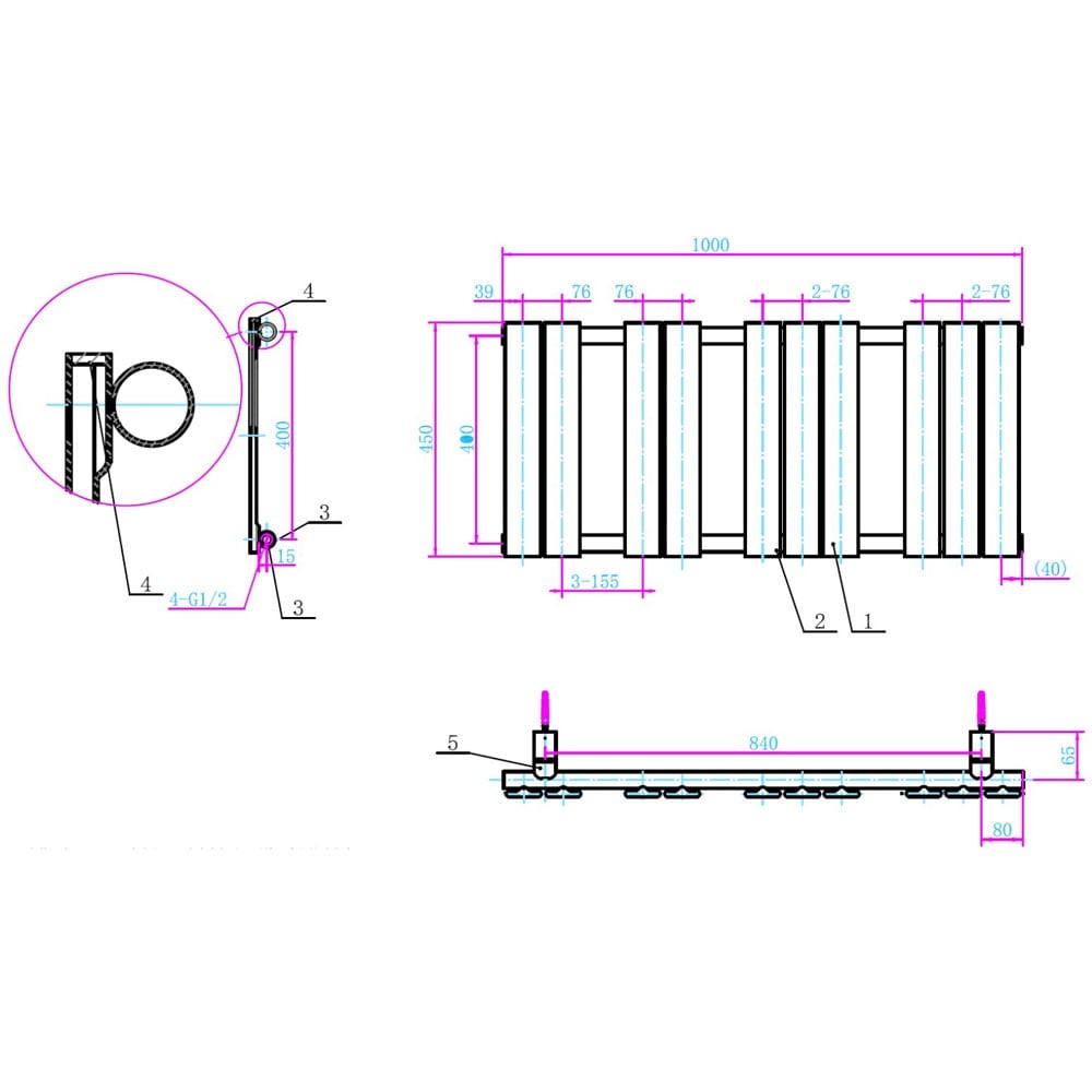 Astini Queenstown 1000x450mm White 300W Designer Heated Towel Rail TIS2081