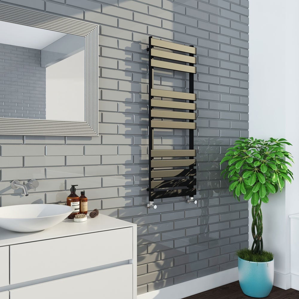 Astini Queenstown 1200x450mm Orca Black 600W Designer Radiator Heated Towel Rail TIS2133