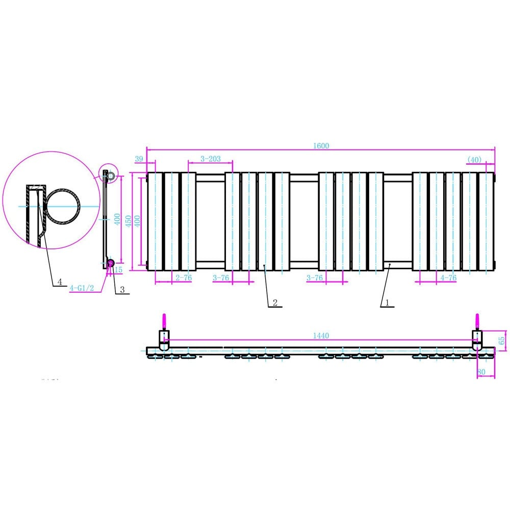 Astini Queenstown 1600x450mm Chrome 500W Designer Heated Towel Rail TIS2074