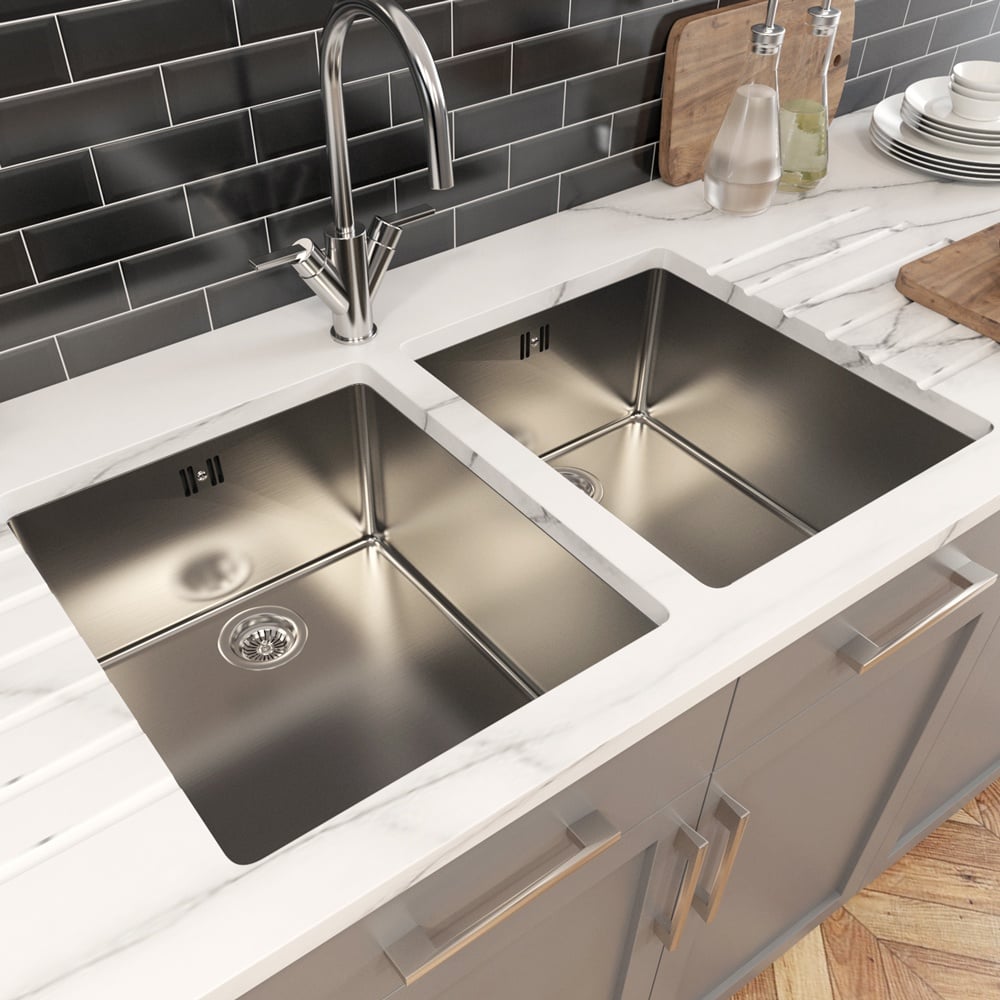 Astini Serena 2.0 Bowl Stainless Steel Undermount Kitchen Sink & Waste4034+4034