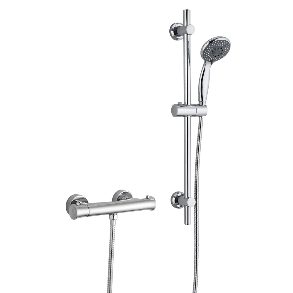 Astini Chrome Thermostatic Bar Valve and Shower Riser Kit
