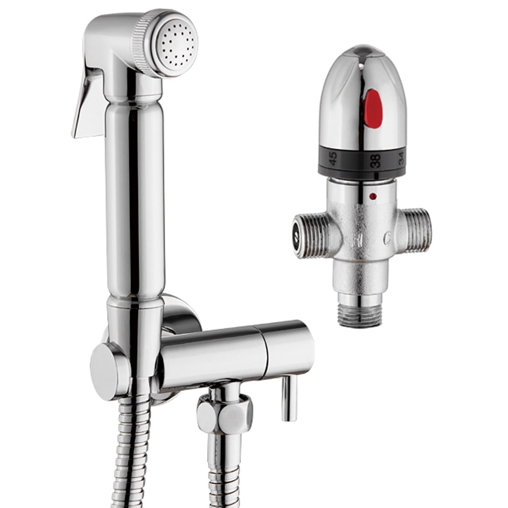 Astini Chrome Round Chrome Thermostatic Valve & Douche with Diverter Kit TIS0014