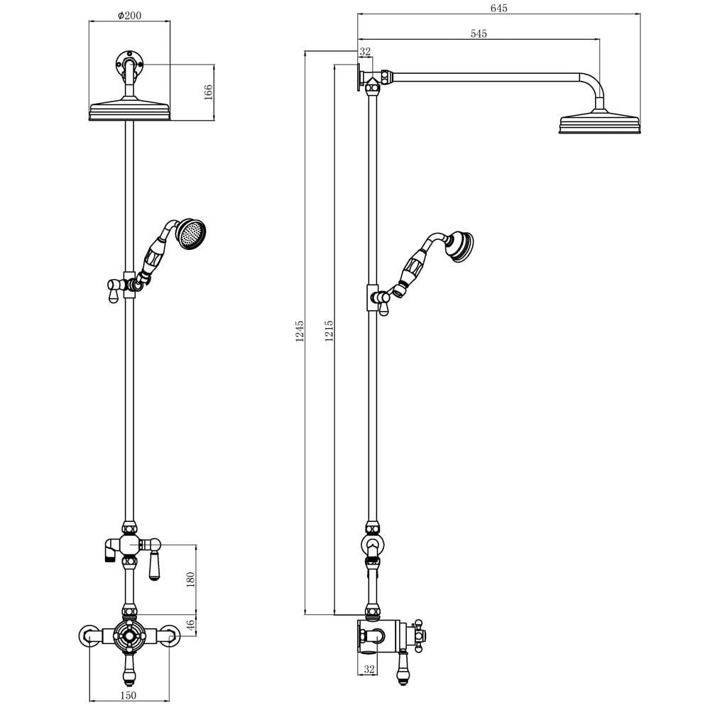 Astini Tenby Chrome Traditional Exposed Valve, Head and Riser Shower Kit