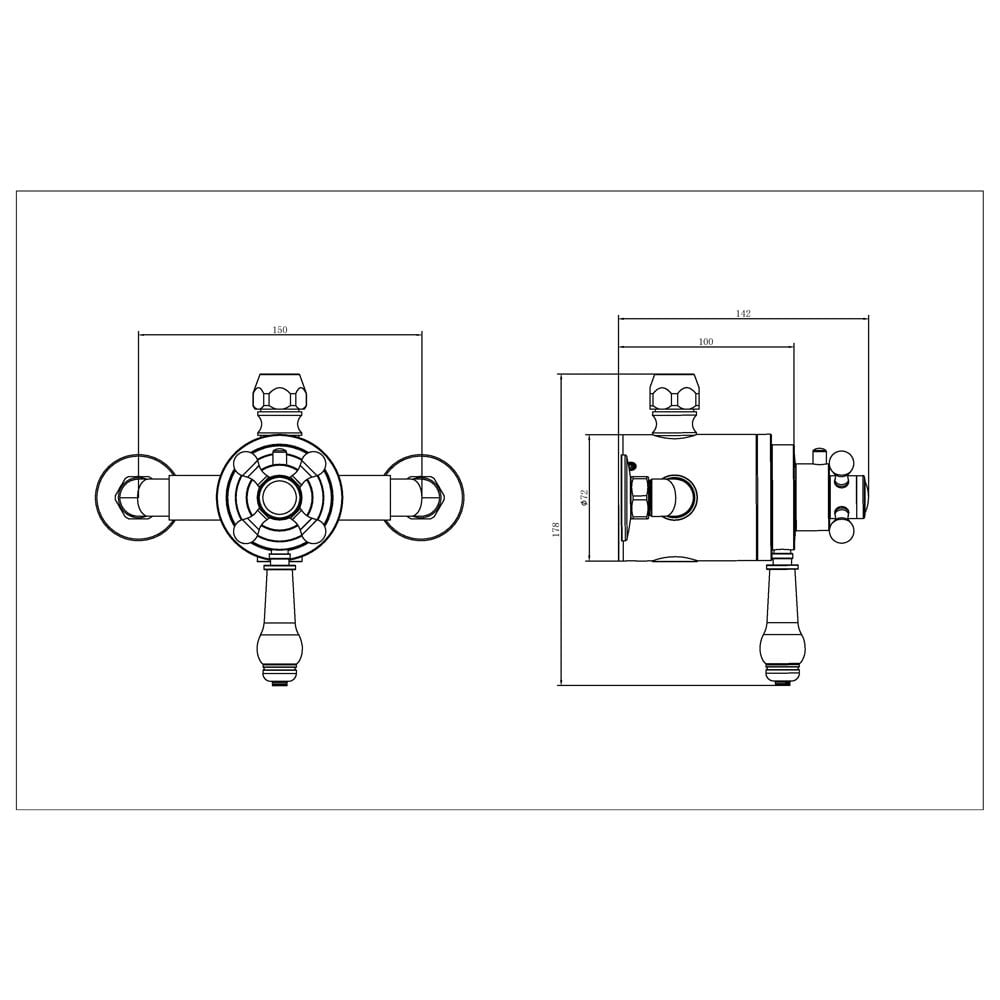 Astini Tenby Chrome Traditional Exposed Concentric Thermostatic Mixer Valve