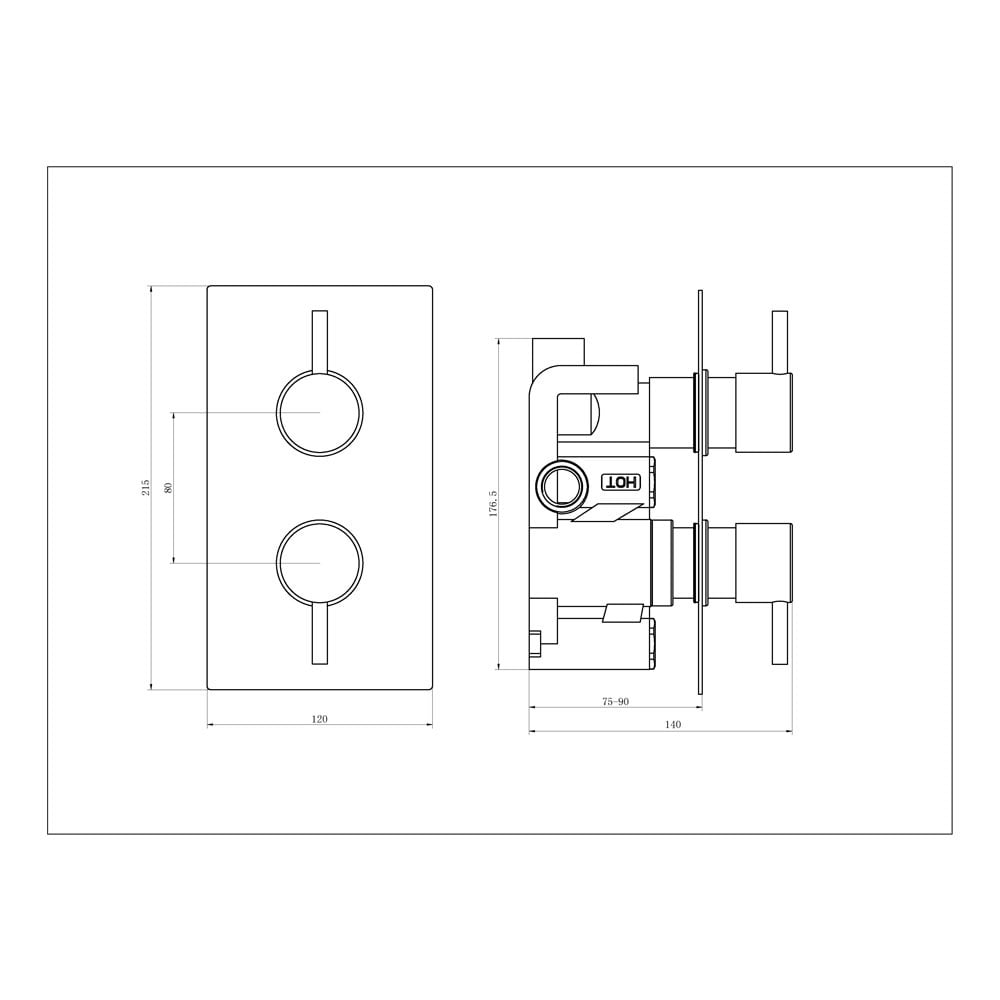 Astini Chrome Round Concealed Thermostatic 1 Way Shower Valve